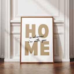 Home Is Wherever I'm With You - Block Poster Aesthetic Home Decor, Cute Quote, Bedroom Wall Art, Living Room Poster, Typography Print - thumbnail 1