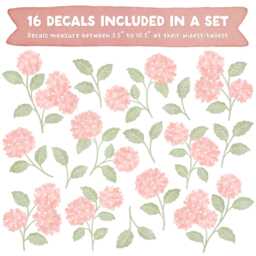 Hydrangea Wall Decals - Floral Nursery Decor, Watercolor Flower Art, Botanical Decals, Reusable & Removable Stickers - thumbnail 2