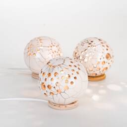 Cream White Raku Ceramic Bedside Lamp, Atmospheric Spiral Light Effects L95 - thumbnail 2