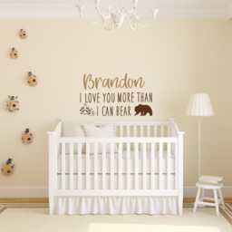 Personalized Nursery Wall Decal I Love You More Than Can Bear, Woodland Decor Ww134 - thumbnail 1