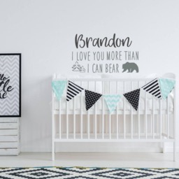 Personalized Nursery Wall Decal I Love You More Than Can Bear, Woodland Decor Ww134 - thumbnail 3