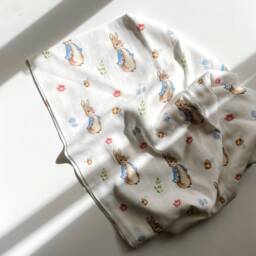 Peter Rabbit Bamboo-Cotton Swaddle Adorable Bunny Print, Eco-Friendly Baby Blanket, Perfect Gift For Newborns - thumbnail 2