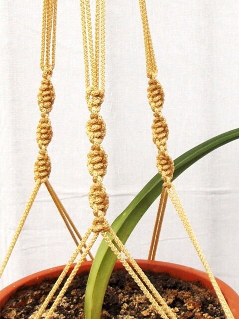 Beige Macrame Plant Hanger 36 Inches 3mm - Hanging Planter Wall Holder - image 1