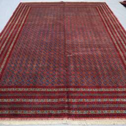 8x11 Navy Blue Bukhara Rug Afghan Hand Knotted Veg Dyes Wool Area Rug, Turkmen Tribal For Living Room, Bedroom Carpet, Oriental - thumbnail 2