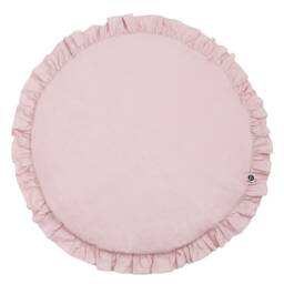Dusty Pink Ruffled Baby Play Mat, Nursery Round Floor Rug, Carpet in Boho Style - thumbnail 3