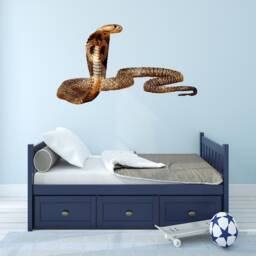 Snake Sticker - Cobra Wall Decal Peel & Stick Art Decor Reusable Fabric Material Vwaq-Cob555 - thumbnail 1