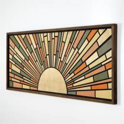 Boho Wood Wall Art, Art Long Sunlight Decor Bedroom Headboard Hanging Frame , Large Wood Wall Art - thumbnail 1