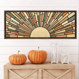Boho Wood Wall Art, Art Long Sunlight Decor Bedroom Headboard Hanging Frame , Large Wood Wall Art - thumbnail 2