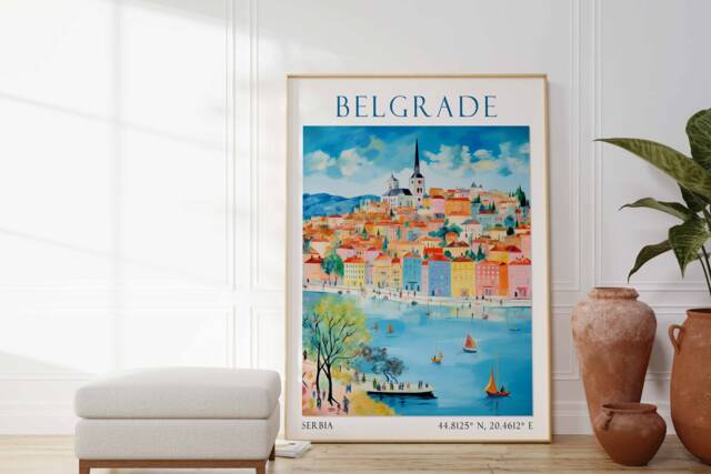 Belgrade Travel Print, Serbia Poster, Wall Art, Home Decor, Decor - image 1