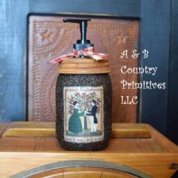 Grubby Hand Soap Dispenser Heart To Heart, Hand, 1817 Americana Folk Art Label, Country Farmhouse Bathroom - thumbnail 1