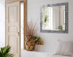 Floral Fabric Pattern Mirror, Rectangular Mirror With Frame, Beige Printed Decorative Wall Entryway - thumbnail 1