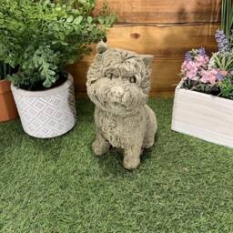 Stone Garden Detailed Sitting Terrier Westie Yorkie Dog Gift Statue Ornament - thumbnail 2