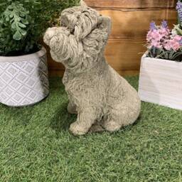 Stone Garden Detailed Sitting Terrier Westie Yorkie Dog Gift Statue Ornament - thumbnail 3
