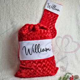 Personalised Luxury Fluffy Red Santa Sacks & Stocking Sets. Custom Large Christmas With Name. Xmas For Kids - thumbnail 2
