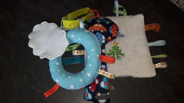 Cuddly Toy Personalized First Name Labels, Sensory Toy, Homemade Handmade Fabric Security Blanket, Teddy, Baby - image 1