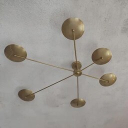 Mid Century Modern Brass Wall Sconce - 6-Light Sputnik Sunburst Fixture Handcrafted Flush Mount Statement Light Disc Lamp - thumbnail 3