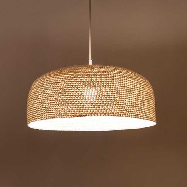 Handmade Crochet Pendant Light Japandi Style Cotton Lamp - image 1
