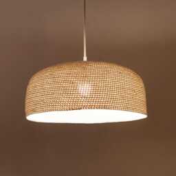 Handmade Crochet Pendant Light Japandi Style Cotton Lamp