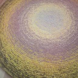 Handmade Round Wool Rug, Modern Crochet Carpet, Custom Colors - thumbnail 4