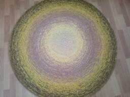 Handmade Round Wool Rug, Modern Crochet Carpet, Custom Colors - thumbnail 1