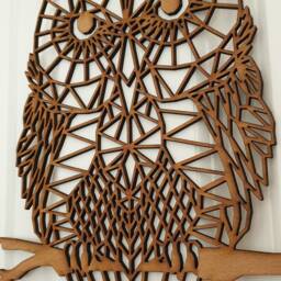 Geometric Wood Owl Art From 3mm Plywood Or 6mm Mdf, Laser Cut - thumbnail 3