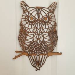 Geometric Wood Owl Art From 3mm Plywood Or 6mm Mdf, Laser Cut - thumbnail 2