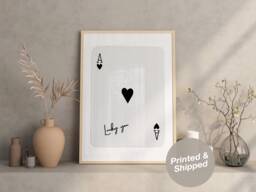 Trendy Ace Of Hearts Print, Lucky You Poster, Retro Wall Art, Aesthetic Playing Card Art - thumbnail 1