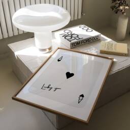 Trendy Ace Of Hearts Print, Lucky You Poster, Retro Wall Art, Aesthetic Playing Card Art - thumbnail 2