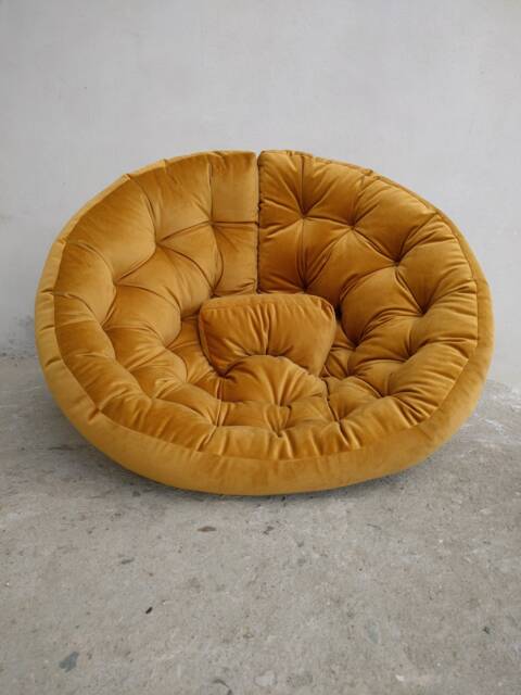 Velvet Futon Floor Cushion Folding Chair Sofa, Tufted Round Pillow - image 1