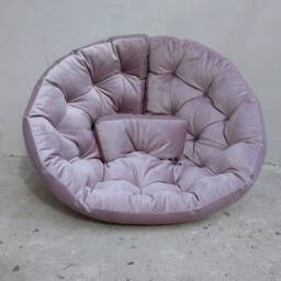 Velvet Futon Floor Cushion Folding Chair Sofa, Tufted Round Pillow - thumbnail 2