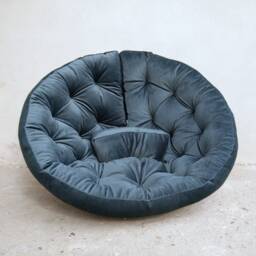 Velvet Futon Floor Cushion Folding Chair Sofa, Tufted Round Pillow - thumbnail 3