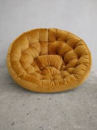 Velvet Futon Floor Cushion Folding Chair Sofa, Tufted Round Pillow - thumbnail 1