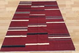 Red Afghan Kilim Rug, Handwoven Bohemian Floor Rug - 291 X 202 cm - thumbnail 2