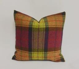Art Of The Loom - Wool Plaid Fruit Salad Stunning Cushion Covers Pillow/Throw 100% Wood
