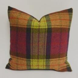 Art Of The Loom - Wool Plaid Fruit Salad Stunning Cushion Covers Pillow/Throw 100% Wood - thumbnail 2