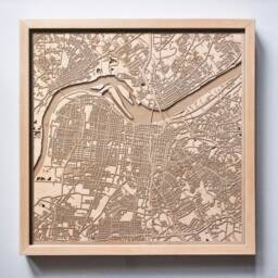 Louisville Wooden Map - Laser Cut City Streets, Framed 3D Wall Art - thumbnail 1