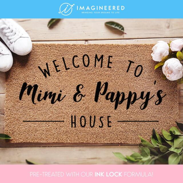Customized Doormat - Welcome To Mimi & Pappy's House Custom Coir Door Mat Home Decor Grandparent Gift Housewarming - image 1
