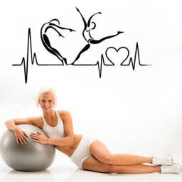 Fitness Wall Decal Gym Workout, Heartbeat Design T779 - thumbnail 1