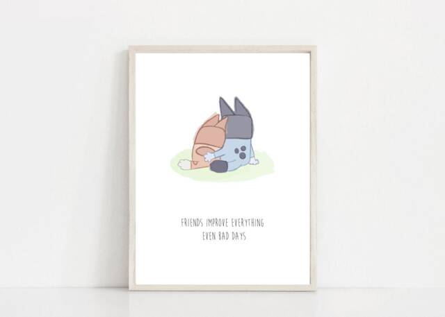 Bluey Friends Wall Art Print Poster Bandit Chilli Bingo - image 1