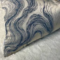 Luxury Marble Alexis Denim Blue Cushion Cover, Pillow Cover For Sofa Bed Designer Fabric High Quality Handmade in UK Rectangle, Double Sided - thumbnail 4