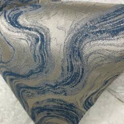 Luxury Marble Alexis Denim Blue Cushion Cover, Pillow Cover For Sofa Bed Designer Fabric High Quality Handmade in UK Rectangle, Double Sided - thumbnail 2