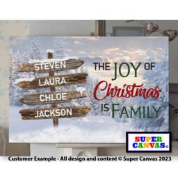 Christmas Family Street Sign Post Personalised With Names Picture Wall Art Framed Canvas Print Mum Dad Friend Wife Gift - thumbnail 2