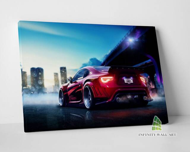 Futuristic City Super Car Canvas Art Print Picture Sports Cars Framed Wall Decor -E356 - image 1