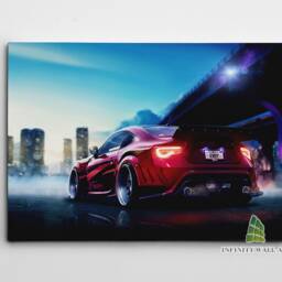 Futuristic City Super Car Canvas Art Print Picture Sports Cars Framed Wall Decor -E356 - thumbnail 2