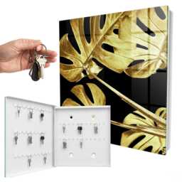 Monstera Leaves Key Cabinet For Home, Yellow Box Wall, Modern Flowers & Plants, Lovers Of Aesthetics - thumbnail 2
