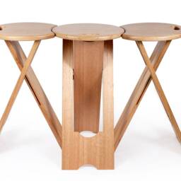 Lob Up Set Of Three 615mm High Artists Stool Musicians Unique Design Handcrafted Folding Chair. Now Includes Wall Mount Pegs - thumbnail 4
