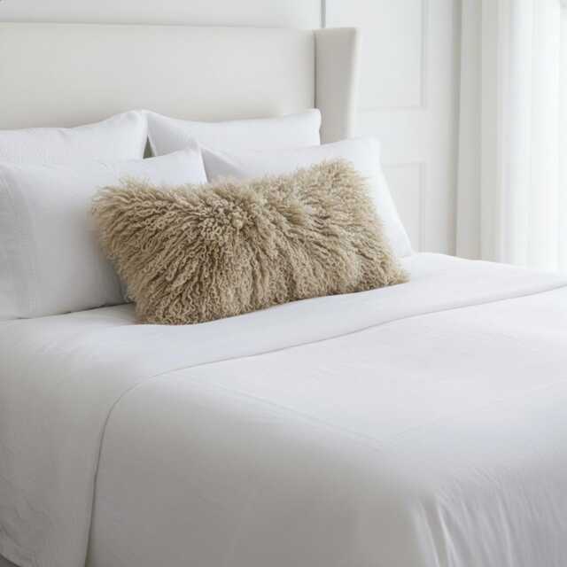 Beige Sheepskin Fur Bolster Made To Order Custom Sizes Double/Single Sided - image 1