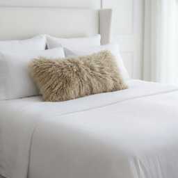 Beige Sheepskin Fur Bolster Made To Order Custom Sizes Double/Single Sided - thumbnail 1