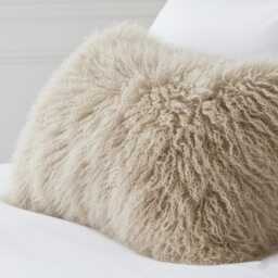 Beige Sheepskin Fur Bolster Made To Order Custom Sizes Double/Single Sided - thumbnail 4