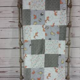 Woodland Patchwork Baby Quilt Minky Blanket Handmade Shower Gift - thumbnail 2